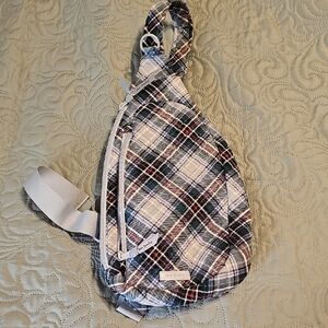 Vera Bradley Essential Sling Backpack in the Snowy Plaid Pattern Fabric